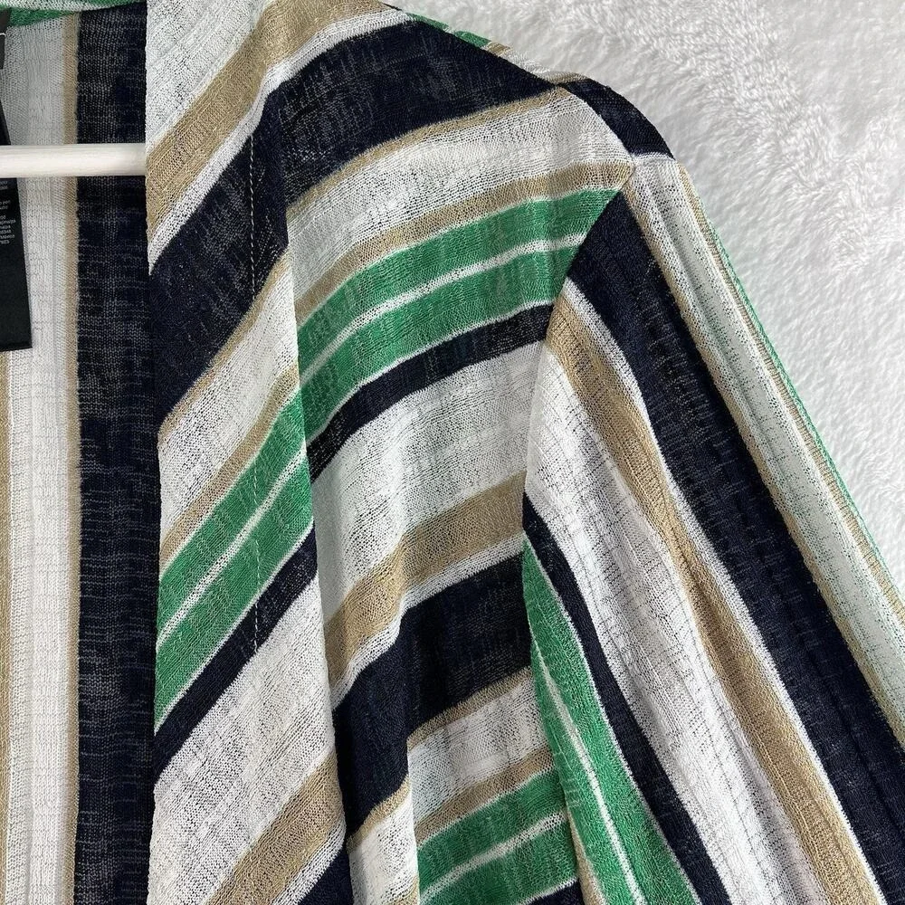 Chico's Travelers‎ 3 US XL Open Front Knit Draped Striped Lightweight Slinky
